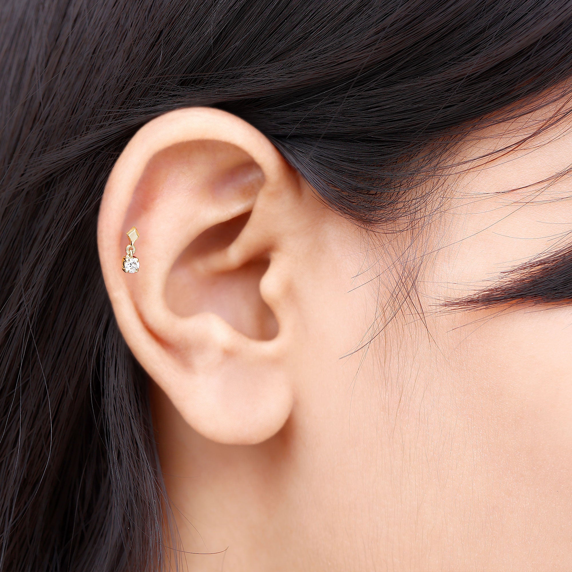 Diamond Dangling Earring for Helix Piercing