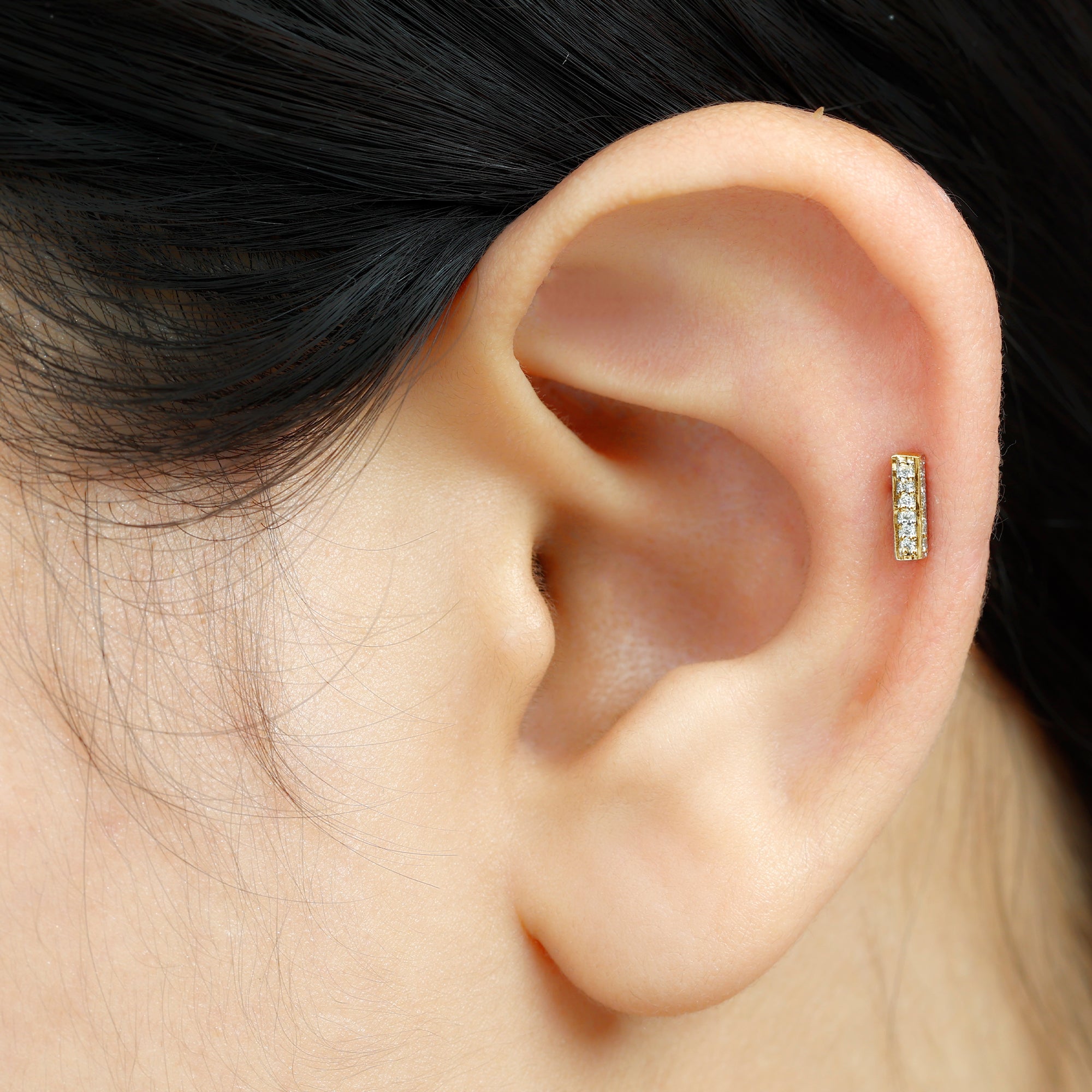 Diamond Bar Earring for Tragus Piercing