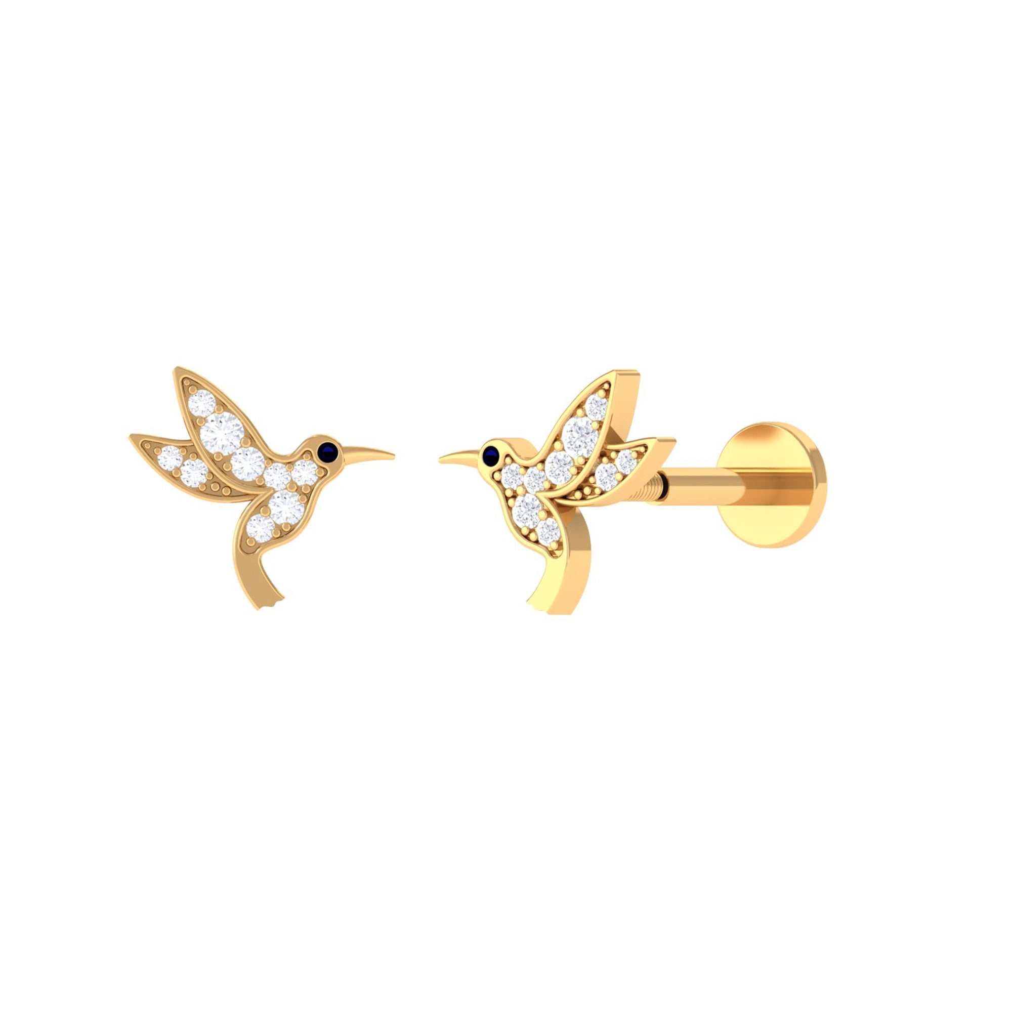 Diamond Hummingbird Earring for Helix Piercing
