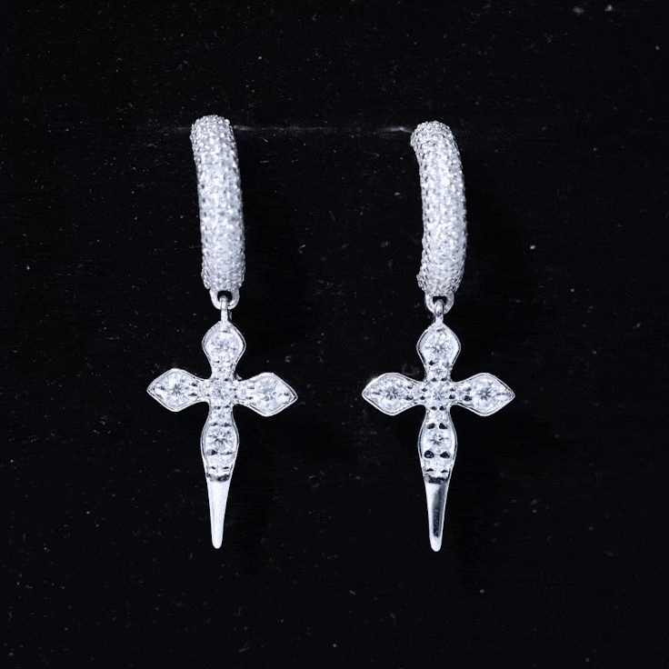 Lab Grown Diamond Designer Cross Earrings With Screw Back