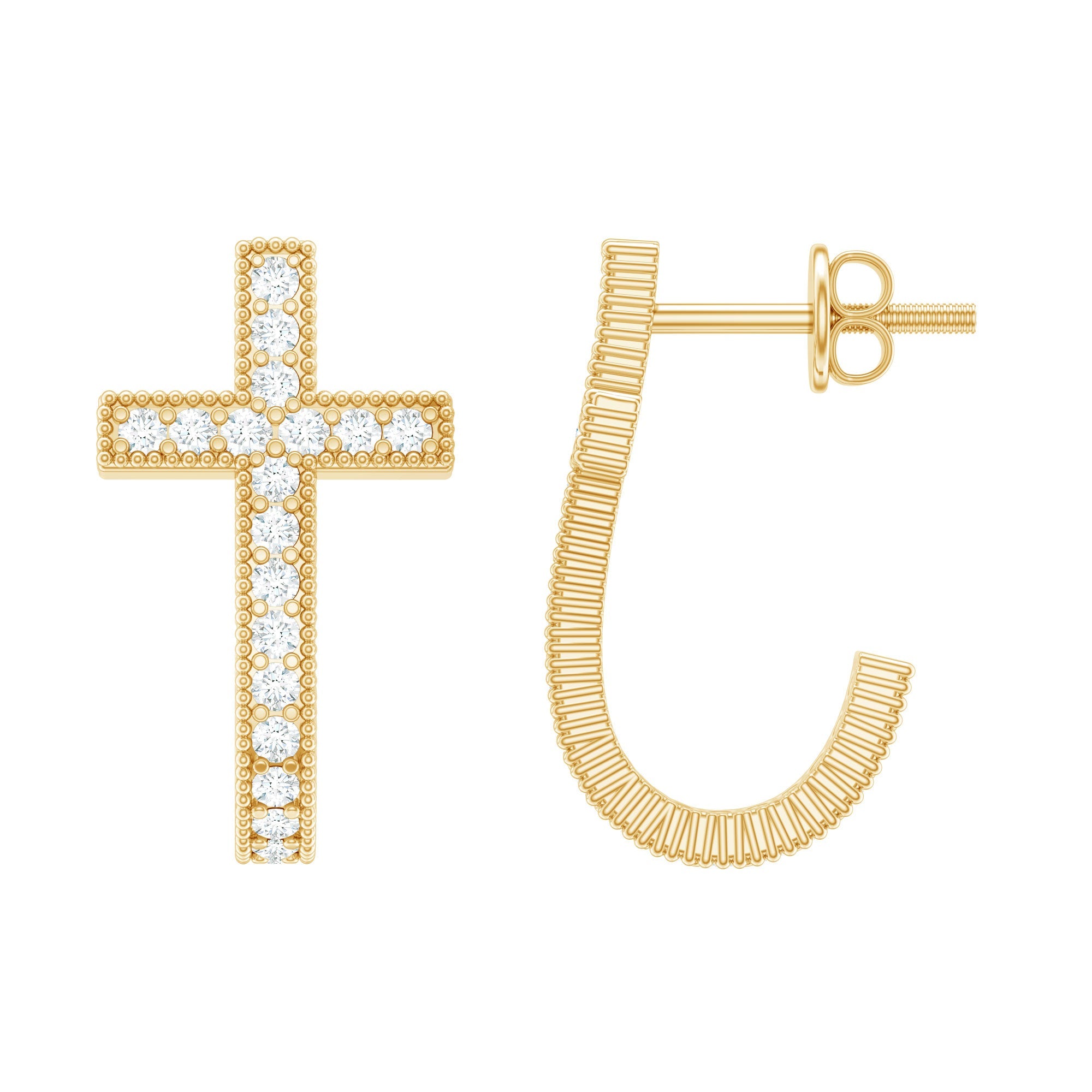 Lab Grown Diamond Religious Cross Earrings with Screw back