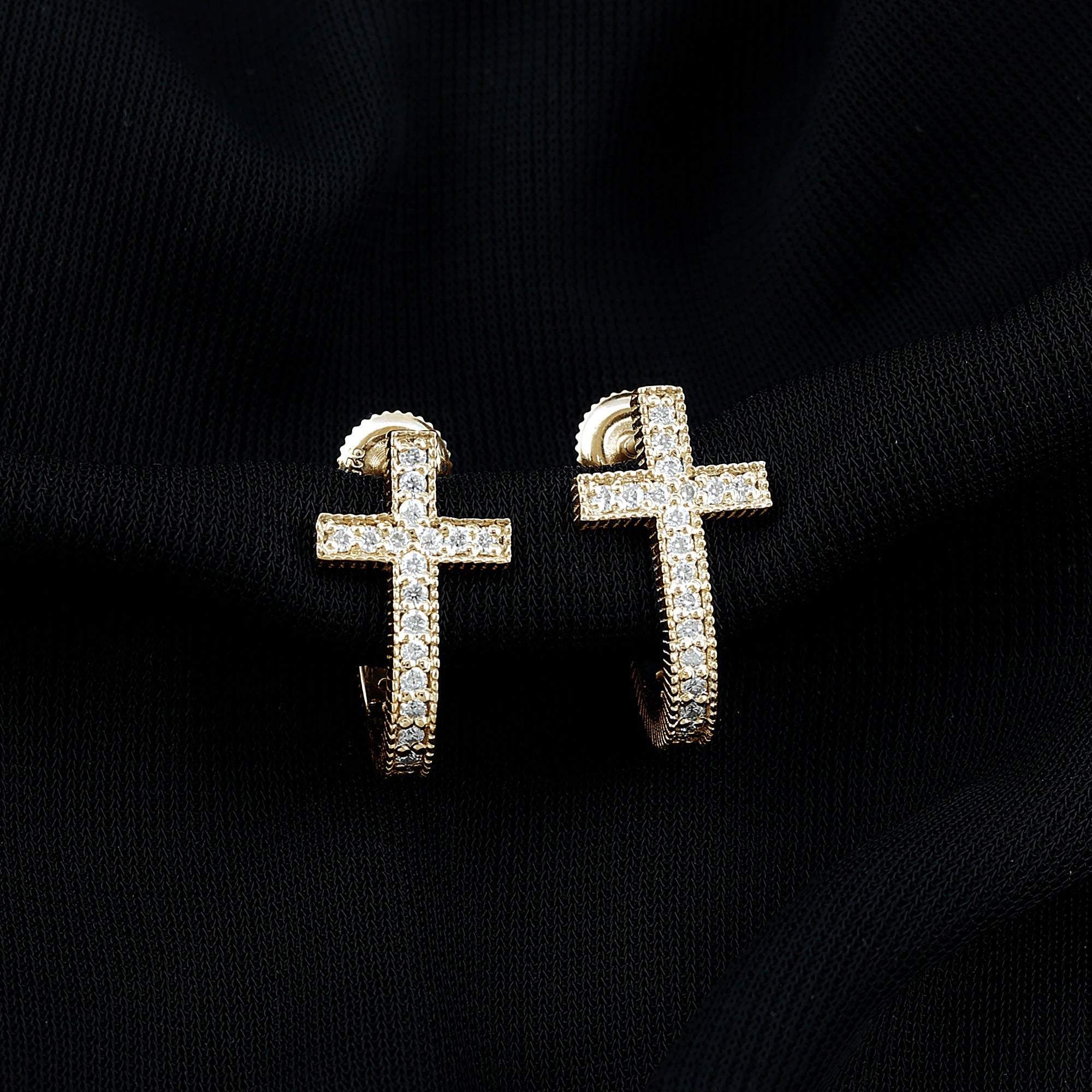 Lab Grown Diamond Religious Cross Earrings with Screw back